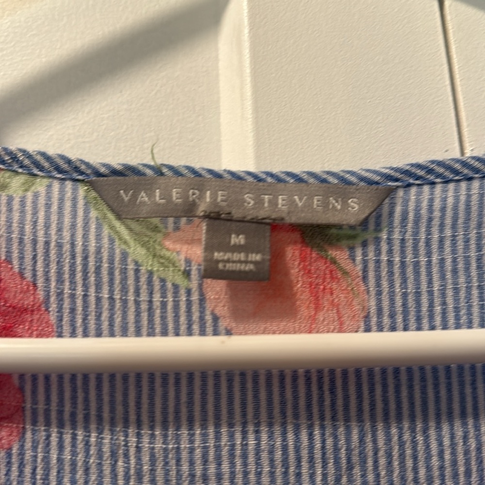 Valerie Stevens women's Boho  Blouse  Size M Blue - Picture 2 of 5